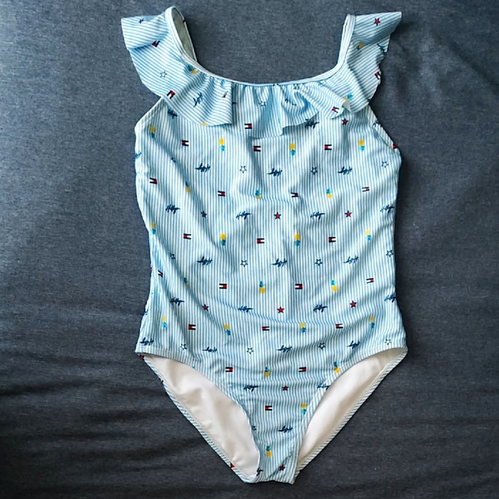 Tommy Hilfiger Kids Blue Striped One Piece Swimsuit